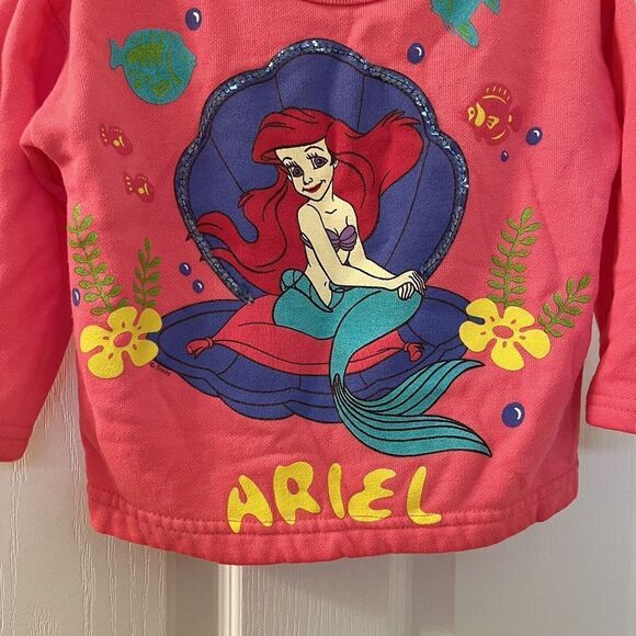 Vintage Disney The Little Mermaid Ariel Sweatshirt Pink Sequins USA Girls SZ 2T - Picture 4 of 15